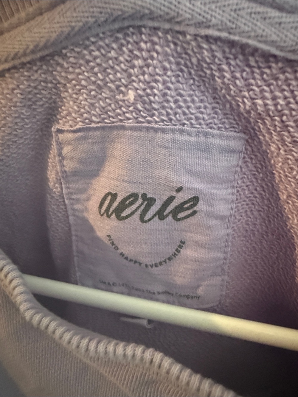 aerie Lilac Crewneck Sweatshirt with Smiley Graphic - Picture 2 of 3